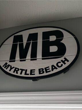 MB Myrtle Beach Oval Wall Sign - Black & White